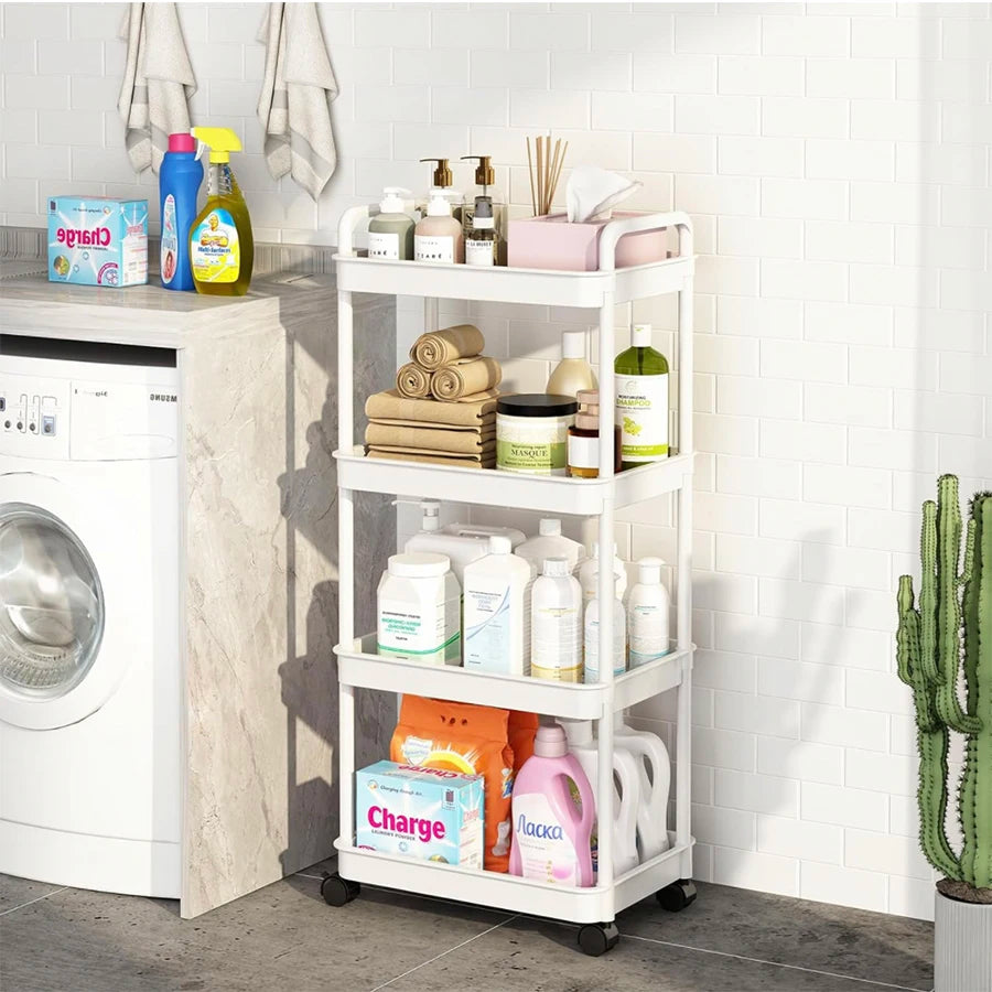 Rolling Cart with Wheels, Detachable Utility Storage Cart with Handle Storage Basket Organizer Shelves for Bathroom, Kitchen