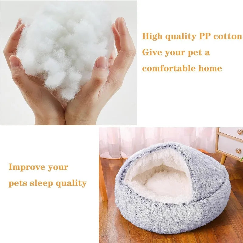Cat Bed Round Plush Fluffy Hooded Cat Bed Cave,Cozy for Indoor Cats or Small Dog beds,Pet Beds Doughnut Calm Anti-nxiety Dog Bed