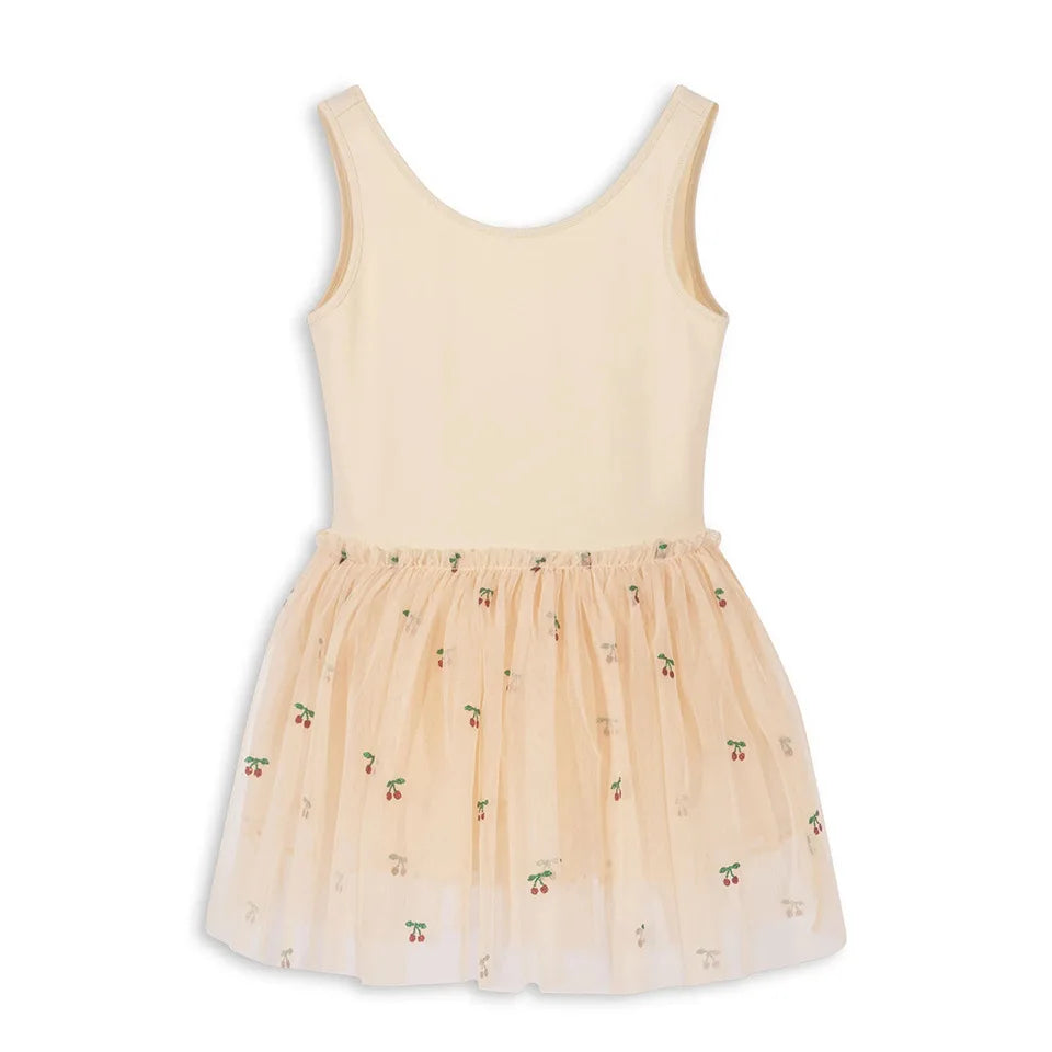 Summer KS Baby Girls Cherry Mesh Dress Kids Clothes Girls Princess Dresses Children Skirts Christmas Party Long Sleeve Vestidos