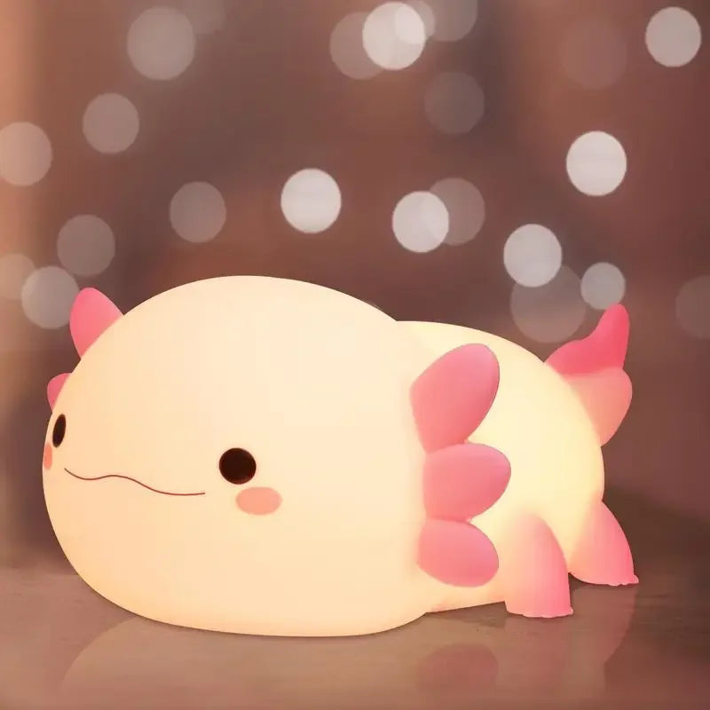 【FreeShip】Cute Axolotl LED Night Light,Dinosaur lamp,Squishy USB & Mobile Touch Lights,Night Bedroom Lamp