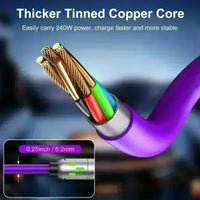 240W RGB LED 4-in-1 Fast Cable 4PCS for iPhone Type-C Android Gaming Charger