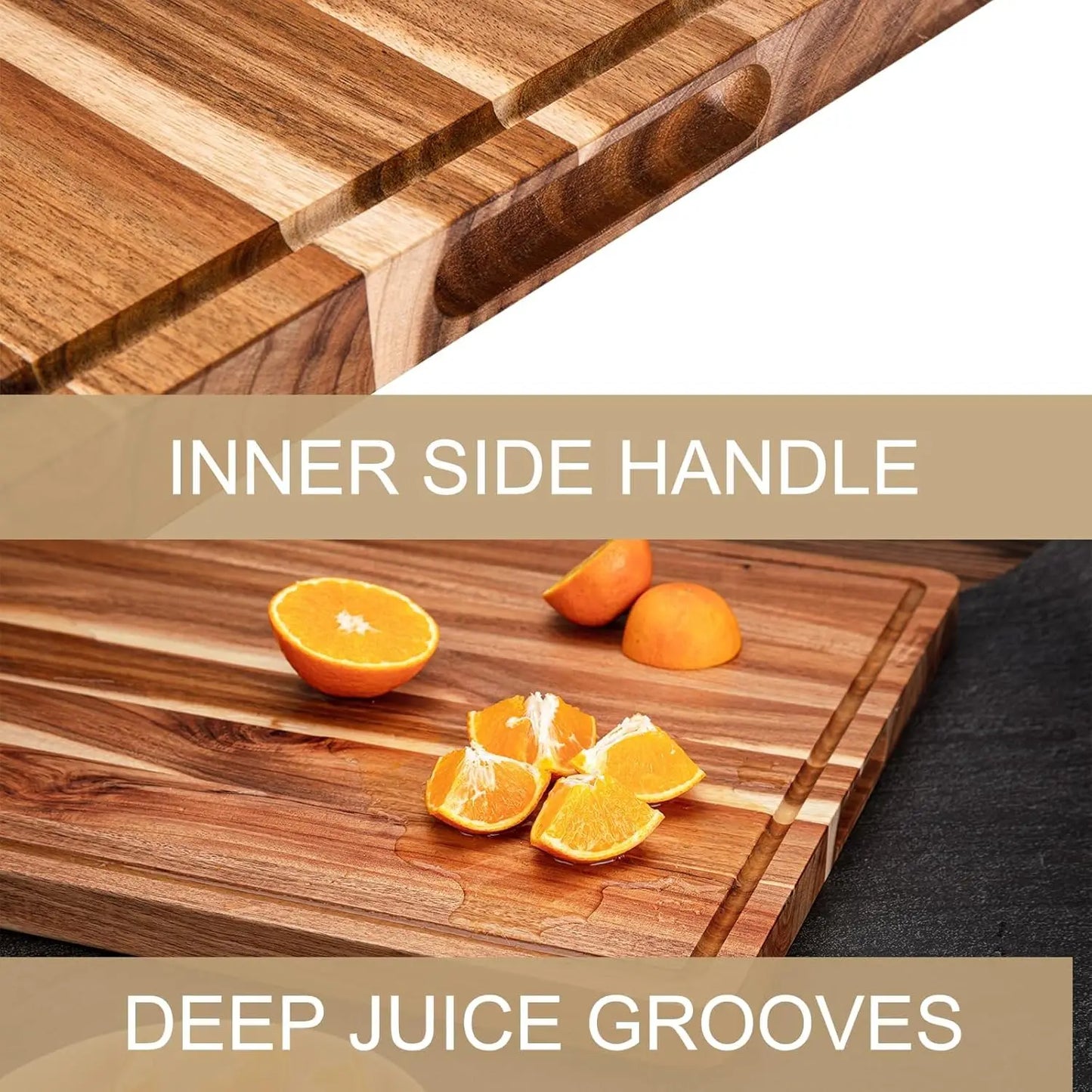 Kitchen Extra Large Wood Cutting Board with Juice Groove and Handle Reversible Charcuterie Butcher Block 24 x 18 x1.2 in