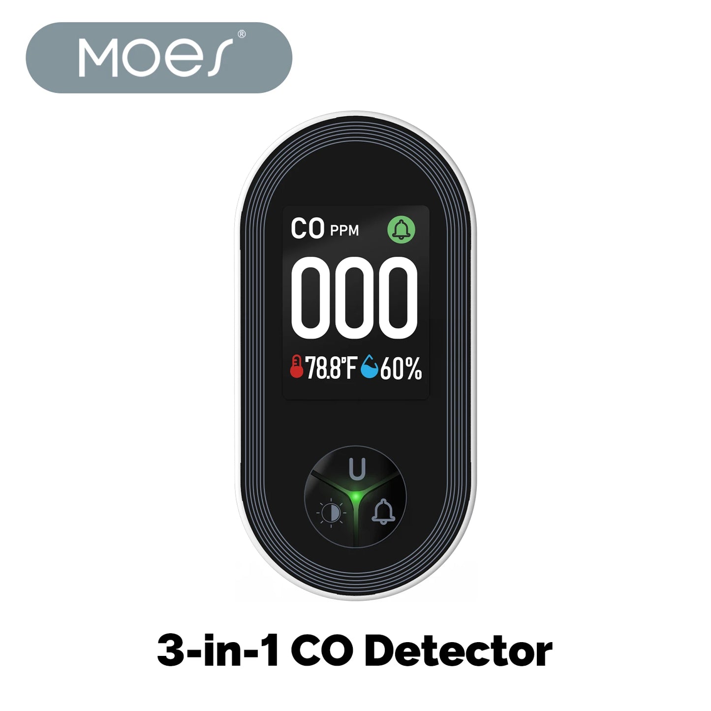 MOES 3in1 Carbon Monoxide Detector Plug-in Display with Temperature Humidity Sensor Built-in CO Monitor Alarm Sound Warning