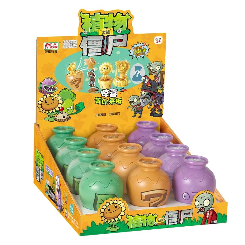 12pcs Plants VS Zombies 2 Crock Pot Surprise Box Set Toys Peashooter SunFlower Pirate Captain Zombie Game Figure Model Toys boys