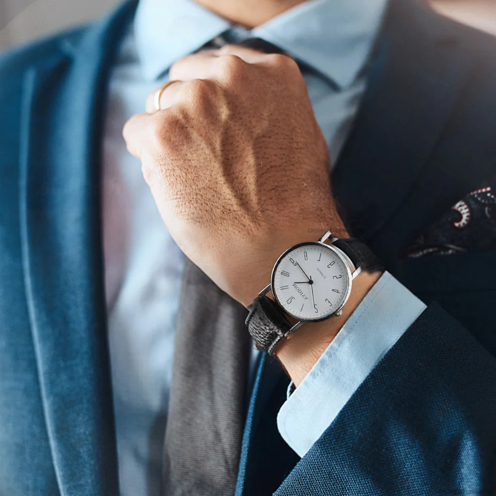 Men's Watches Business Wristwatch Luxury Leather Strap
