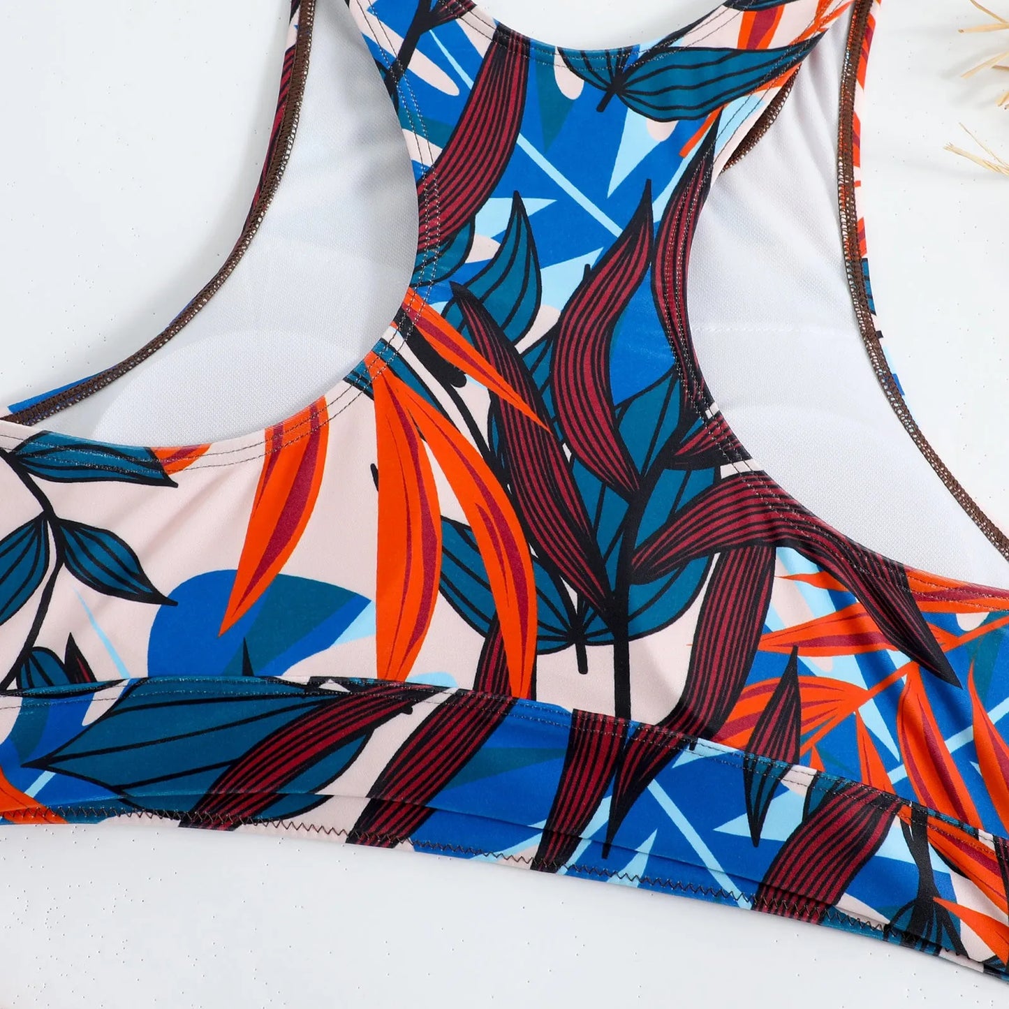 Summer High Elastic Swimwear Solid Color Square Neck Underwear Vest Bikini Set High Waist Casual Separate Two-Piece Swimsuit