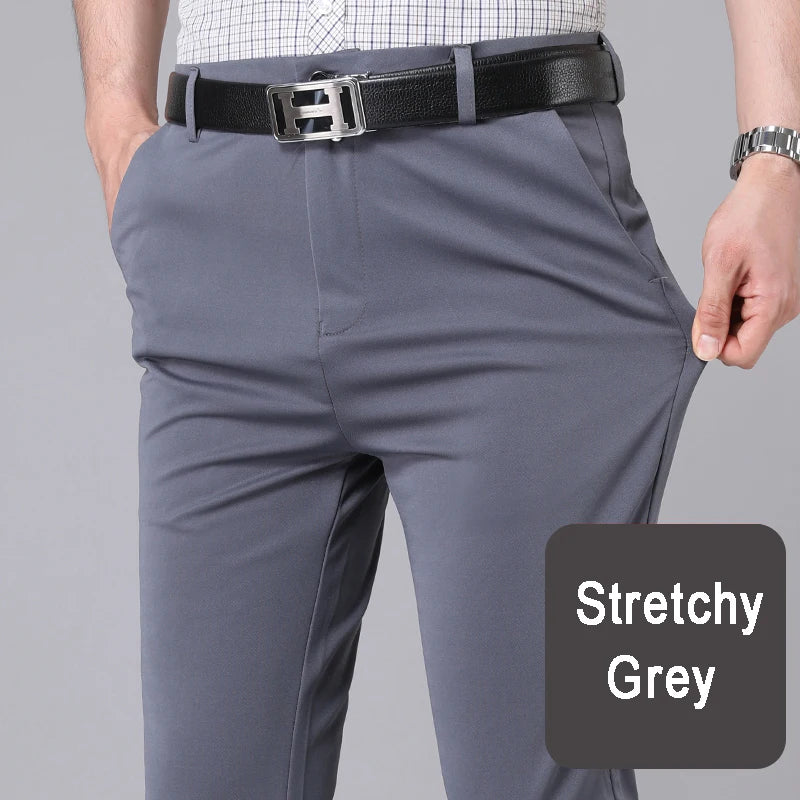 Male Smart Casual Pants Stretchy Sports Men's Spring Autumn Full Length