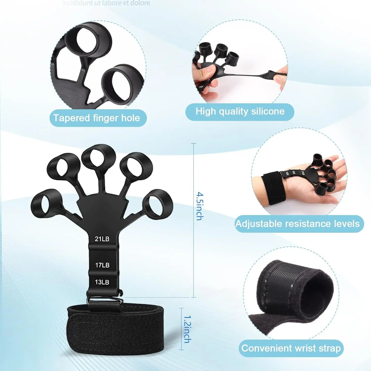 Hand Grip Strengthener Exercise Kit with 5 Pieces Hand Exerciser for Men Women Power Hand Grip Trainer Finger Stretcher Grip Ri