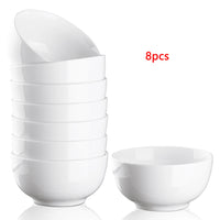 10 Ounce Porcelain Bowls Set 8 Pack Premium White Ceramic Bowls for Cereal, Soup, Salad, Pasta, Microwave & Dishwasher Safe
