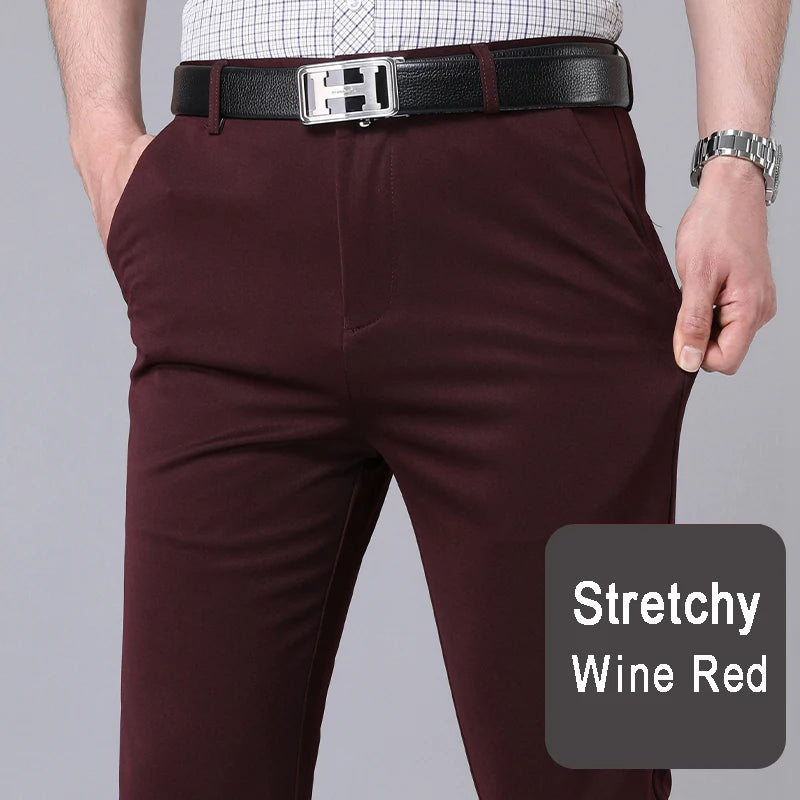 Male Smart Casual Pants Stretchy Sports Men's Spring Autumn Full Length