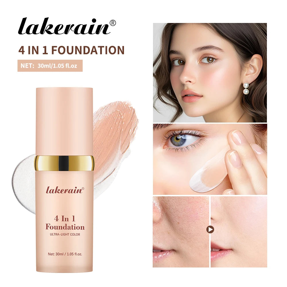 4 In 1 Foundation Long-wearing Moisturizing Waterproof Concealer Even Skin Tone SPF 30 Liquid Hydrating Full Coverage Concealer