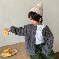 1 2 3 4 5 6 7 8 Years Girls Knitted Sweater Cardigan New Fashion Baby Coarse Wool Hemp Retro Cardigan Boys Coat Kids Clothes