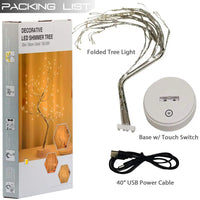 20" Warm White Twinkle Tree Lamp, 108 LED Fairy Lights Battery/USB Operated, DIY Bendable Tabletop Decor for Home Christmas Gift
