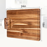 Kitchen Extra Large Wood Cutting Board with Juice Groove and Handle Reversible Charcuterie Butcher Block 24 x 18 x1.2 in