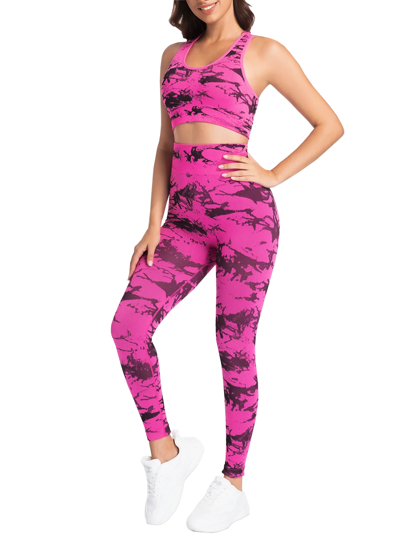 Women's Tie-Dye Leggings Set High-Waisted Yoga Training Wear Tummy-Tucking, Buttock-Lifting Fitness Leggings Gym Wear