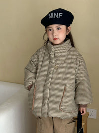 2025 Winter New Children Fleece Plaid Coat Fashion Boys Warm Jacket Plus Velvet Thick Girls Cotton Padded Jacket Kids Clothes