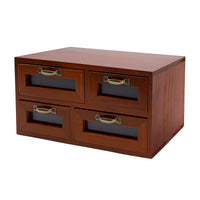 4-Drawer Retro Desktop Organizer Wooden Tabletop Storage Box Desk Accessories Home Office Decor