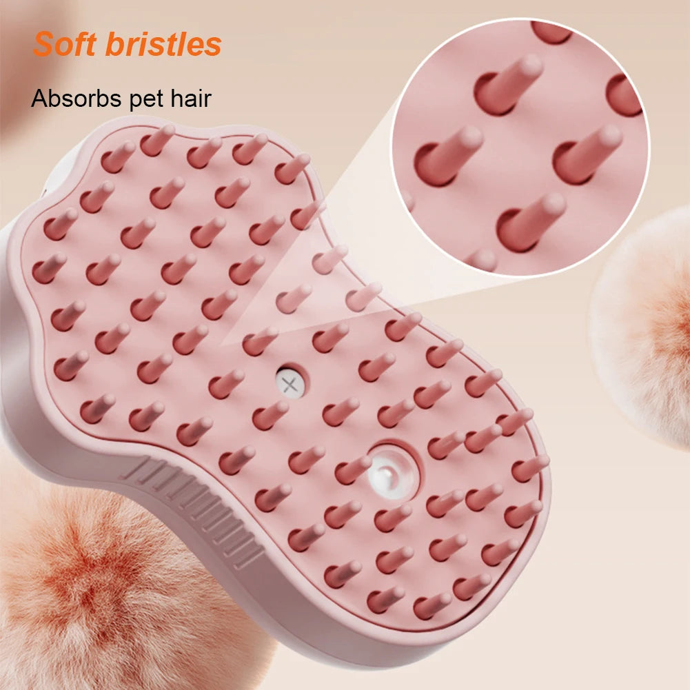 3 in 1 Steamy Pet Hair Brush Multifunction Steaming Grooming Brush Rechargeable Cat Mist Brush for Long/Short Hair Cats