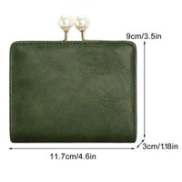 Women's Tri-Fold Wallet with Pearly Kiss-Lock CoinPurse, Multi-Card Holder, Cash Compartment,Large.capacity PU wallet