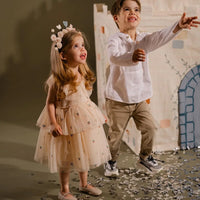 Summer KS Baby Girls Cherry Mesh Dress Kids Clothes Girls Princess Dresses Children Skirts Christmas Party Long Sleeve Vestidos