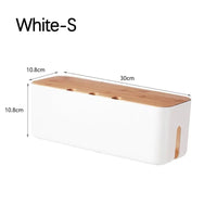 Bamboo Cover Cable Management Box Wire Junction Board Storage Box Hide Wires Power Strips Desk Cable Computer Organizer Box