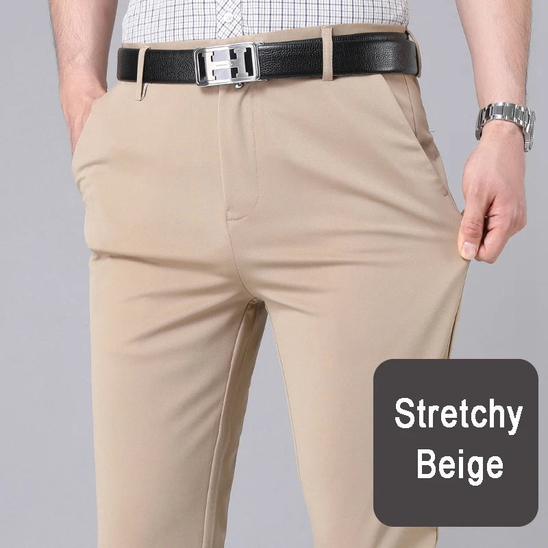 Male Smart Casual Pants Stretchy Sports Men's Spring Autumn Full Length