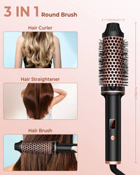 Thermal Brush Ionic Heated Round Brush, Hot Hair Curling Iron with 10 Temp Settings, 30s Fast Heated for All Hair Types, Black