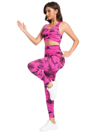 Women's Tie-Dye Leggings Set High-Waisted Yoga Training Wear Tummy-Tucking, Buttock-Lifting Fitness Leggings Gym Wear