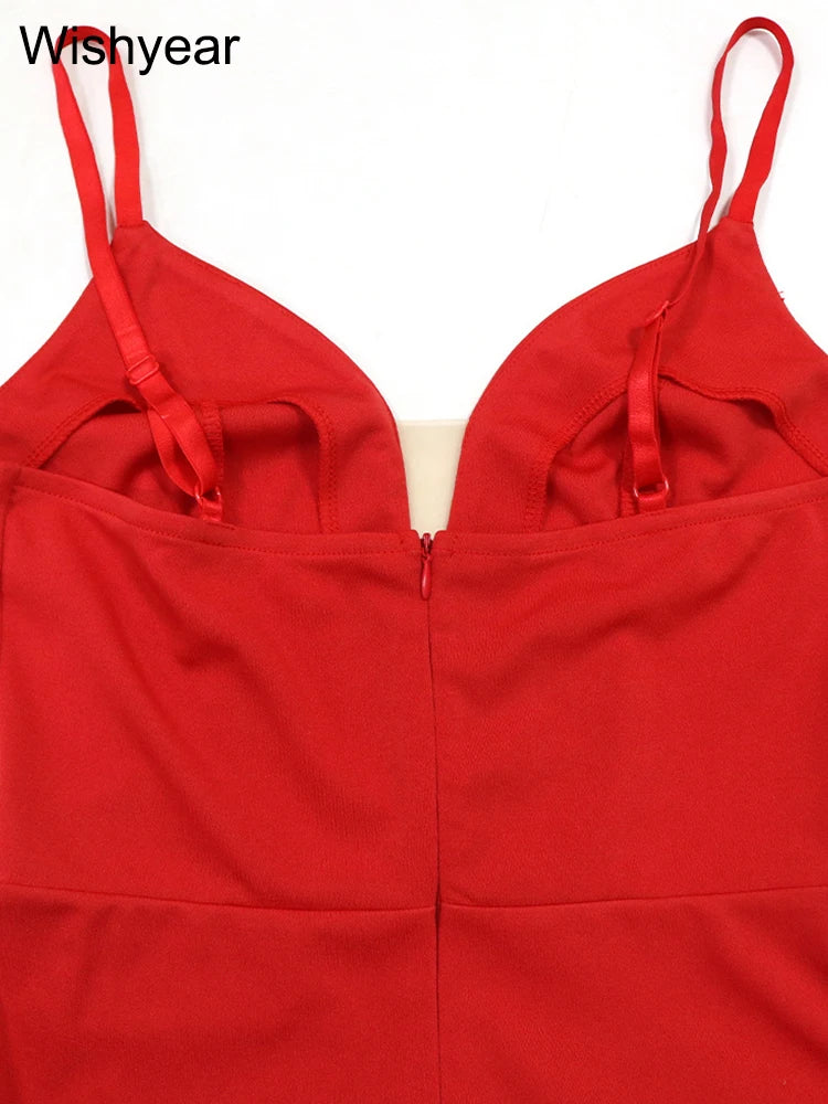 Mini Dress Women Sexy Straps Ruffle Red Luxury Birthday Night Prom Robe