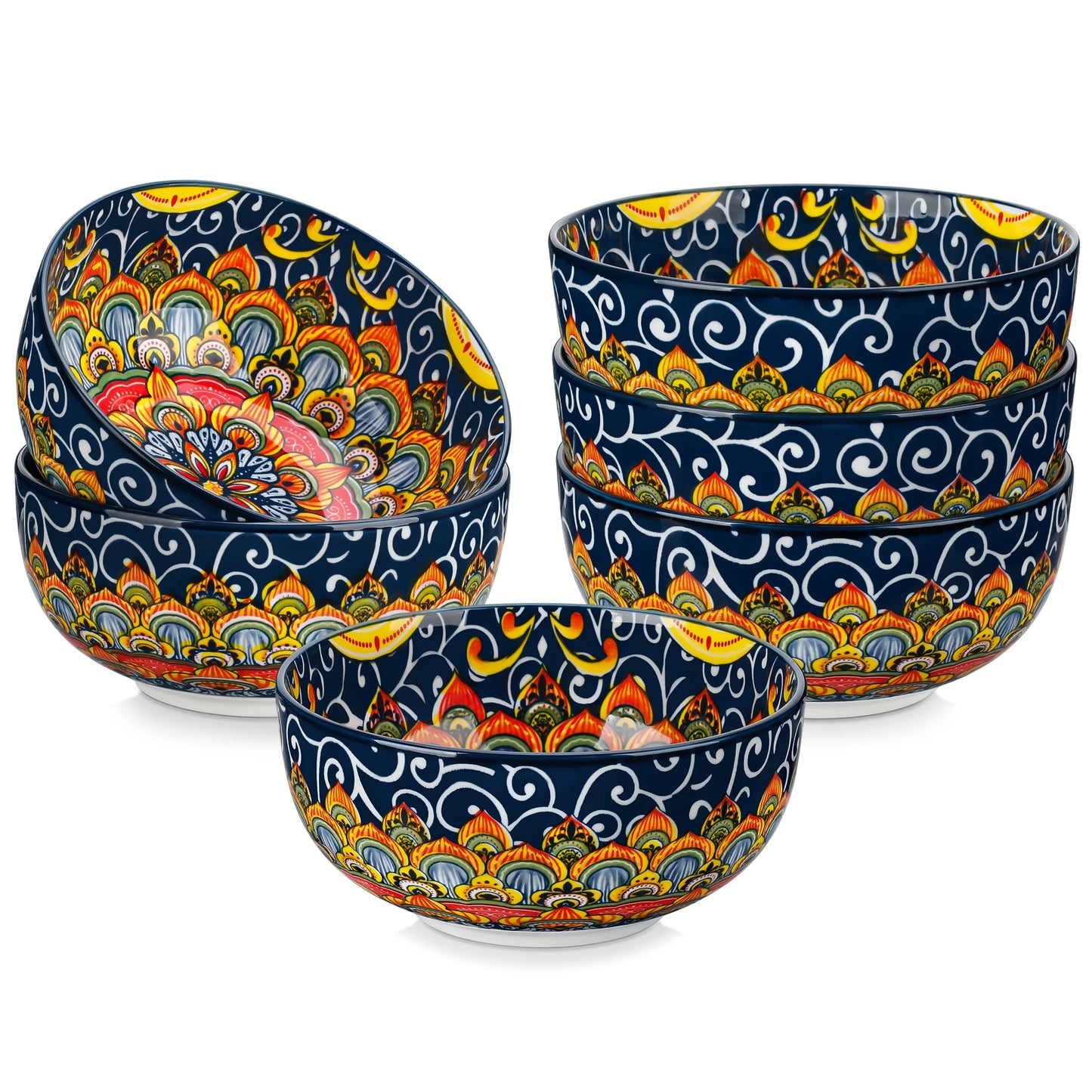 vancasso 6/12 Piece Cereal Bowls Set 28 Oz Ceramic Soup Bowls Bohemian style for Salad/Pasta/Rice/Oatmeal/Fruit/Cereal for  6