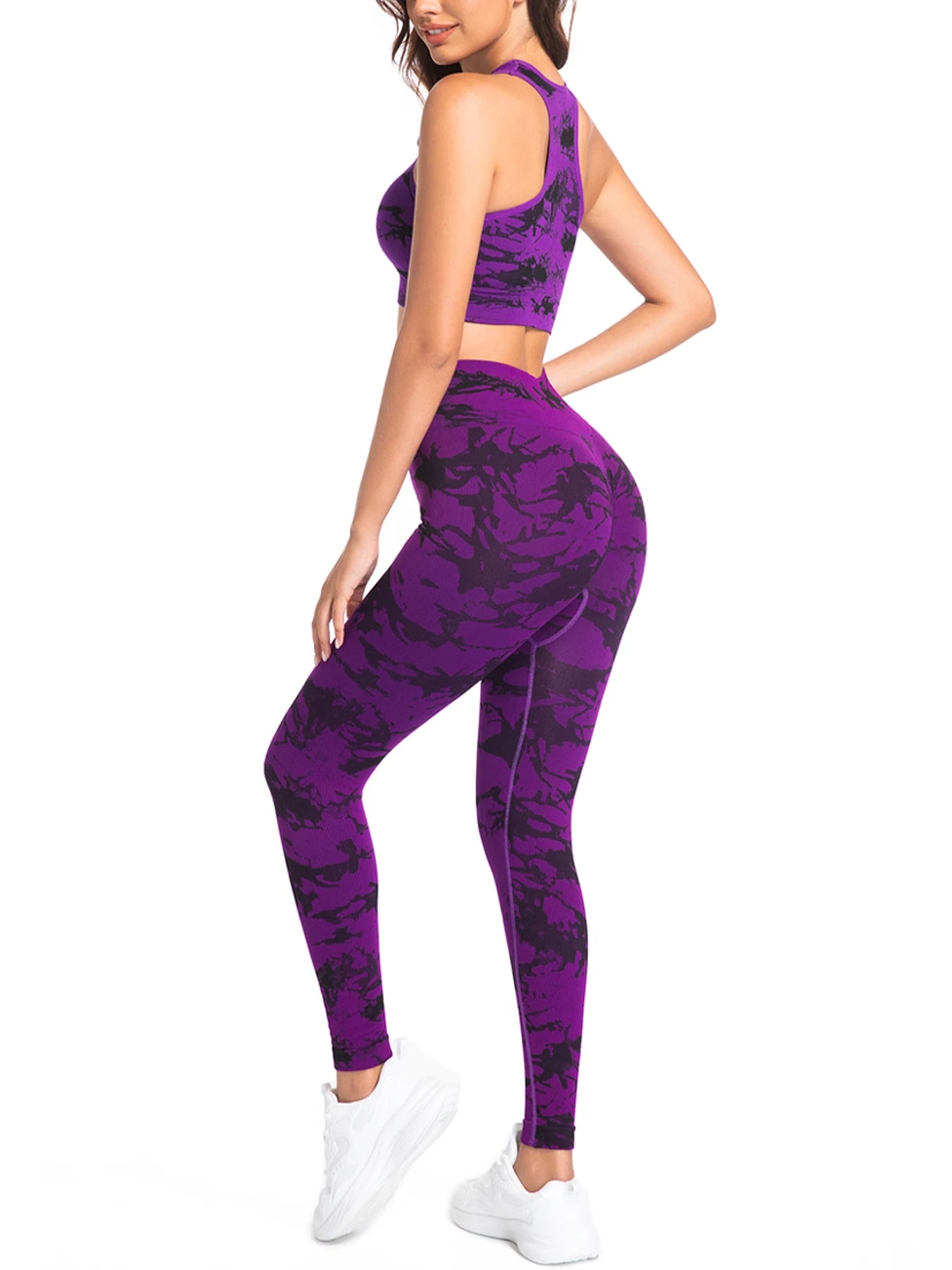 Women's Tie-Dye Leggings Set High-Waisted Yoga Training Wear Tummy-Tucking, Buttock-Lifting Fitness Leggings Gym Wear