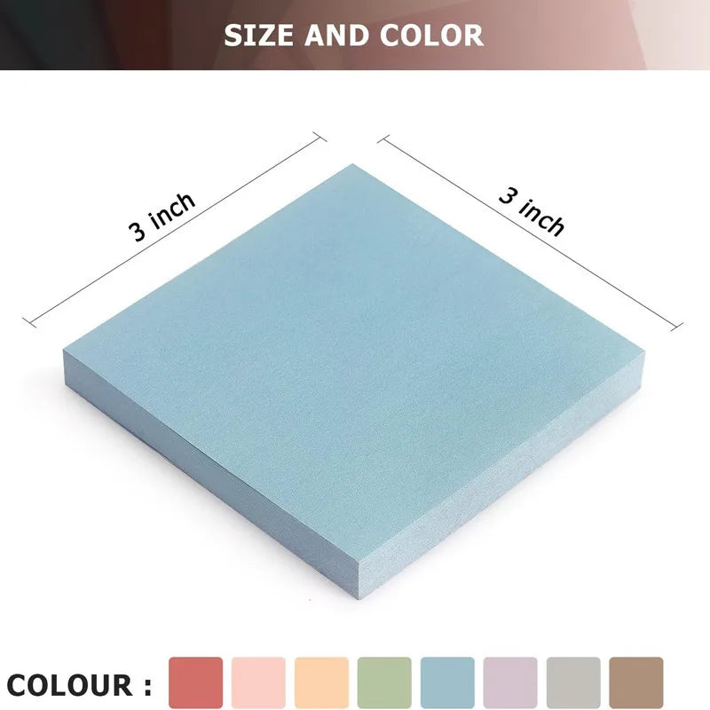 A Set of 8 Retro Moranti Square Color Sticky Notes, Each with 82 Pages, for Student Office Supplies
