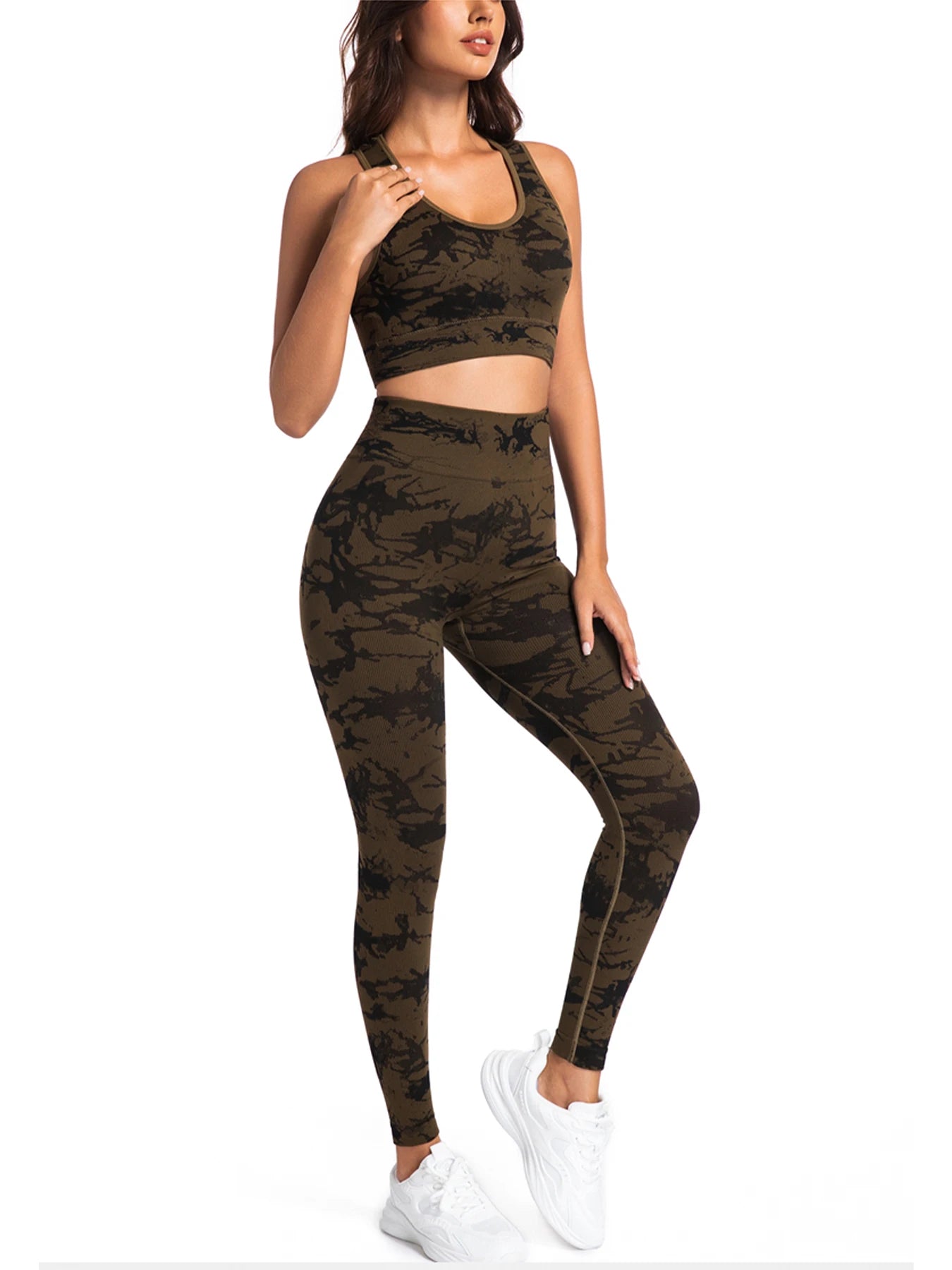 Women's Tie-Dye Leggings Set High-Waisted Yoga Training Wear Tummy-Tucking, Buttock-Lifting Fitness Leggings Gym Wear