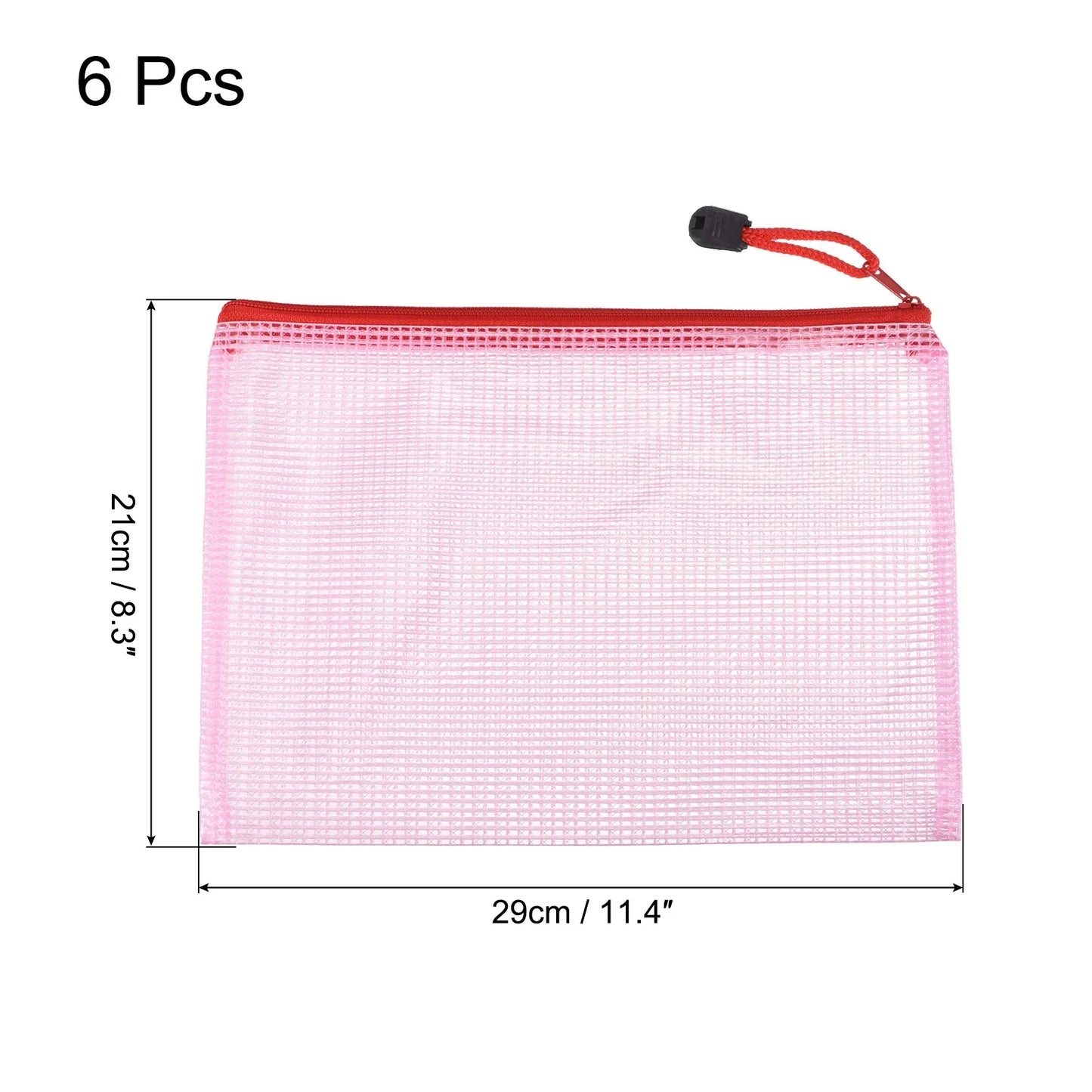 6Pcs A3/A5/A6/B4/B5/B8 Mesh Zipper Pouch Document Bag Waterproof Zip File Pocket Folder Office Supplies Pencil Case Storage Bags