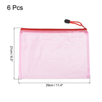 6Pcs A3/A5/A6/B4/B5/B8 Mesh Zipper Pouch Document Bag Waterproof Zip File Pocket Folder Office Supplies Pencil Case Storage Bags