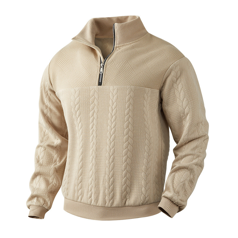Men's Jacquard Fall Winter Hoodies Quarter-Zip