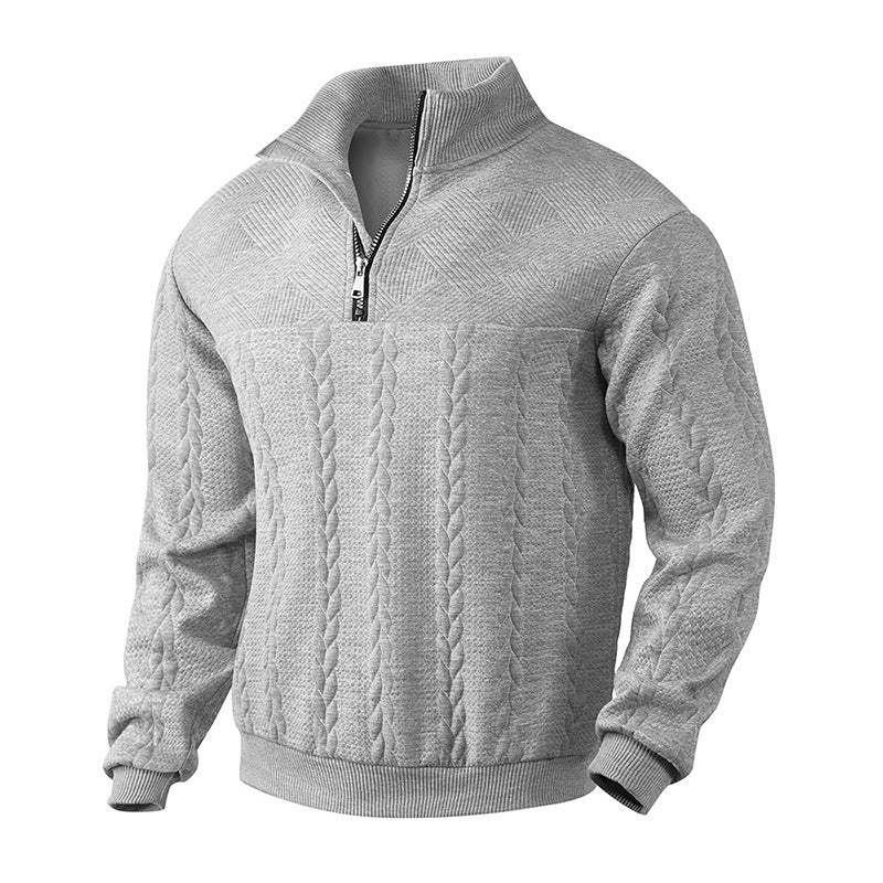 Men's Jacquard Fall Winter Hoodies Quarter-Zip