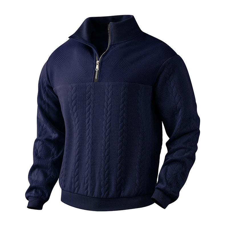 Men's Jacquard Fall Winter Hoodies Quarter-Zip